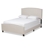 Baxton Studio Morgan Modern Transitional Beige Fabric Upholstered King Size Panel Bed